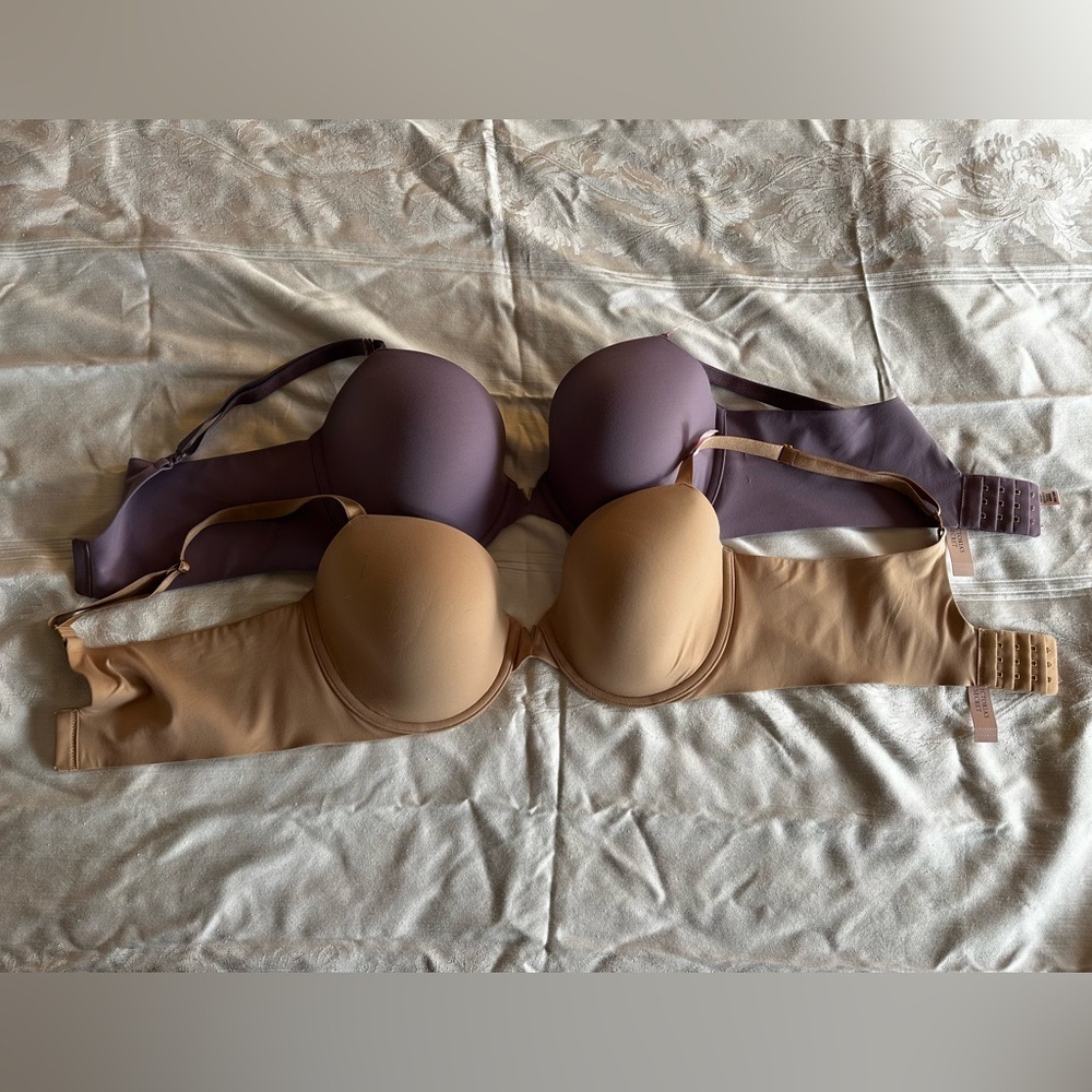NWT!2-for-$70 VS Love Cloud Smooth Lightly Lined Plunge Demi! 38D-Purple/Praline - Picture 11 of 11